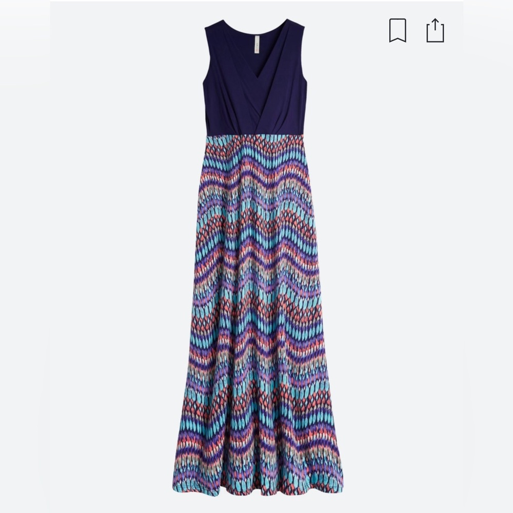 Gilli Navy Print Maxi Dress Size Large